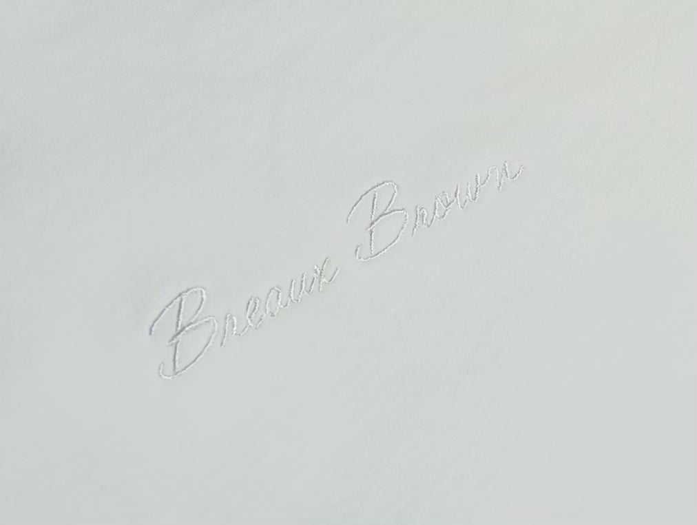 Breaux Brown Embroidered Tee - White
