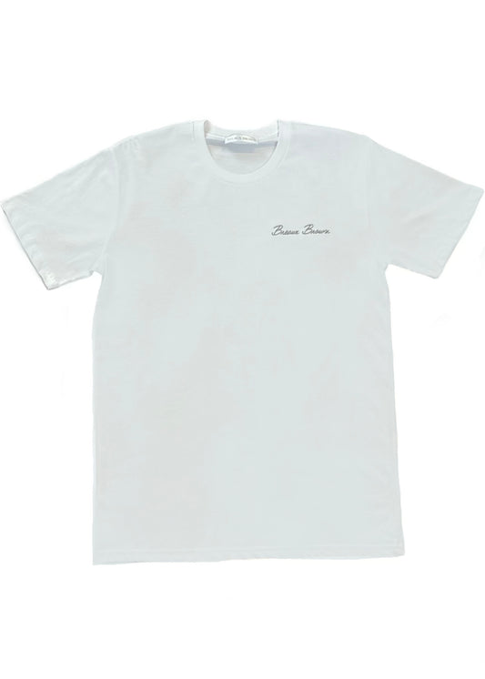 Breaux Brown Embroidered Tee — Silver