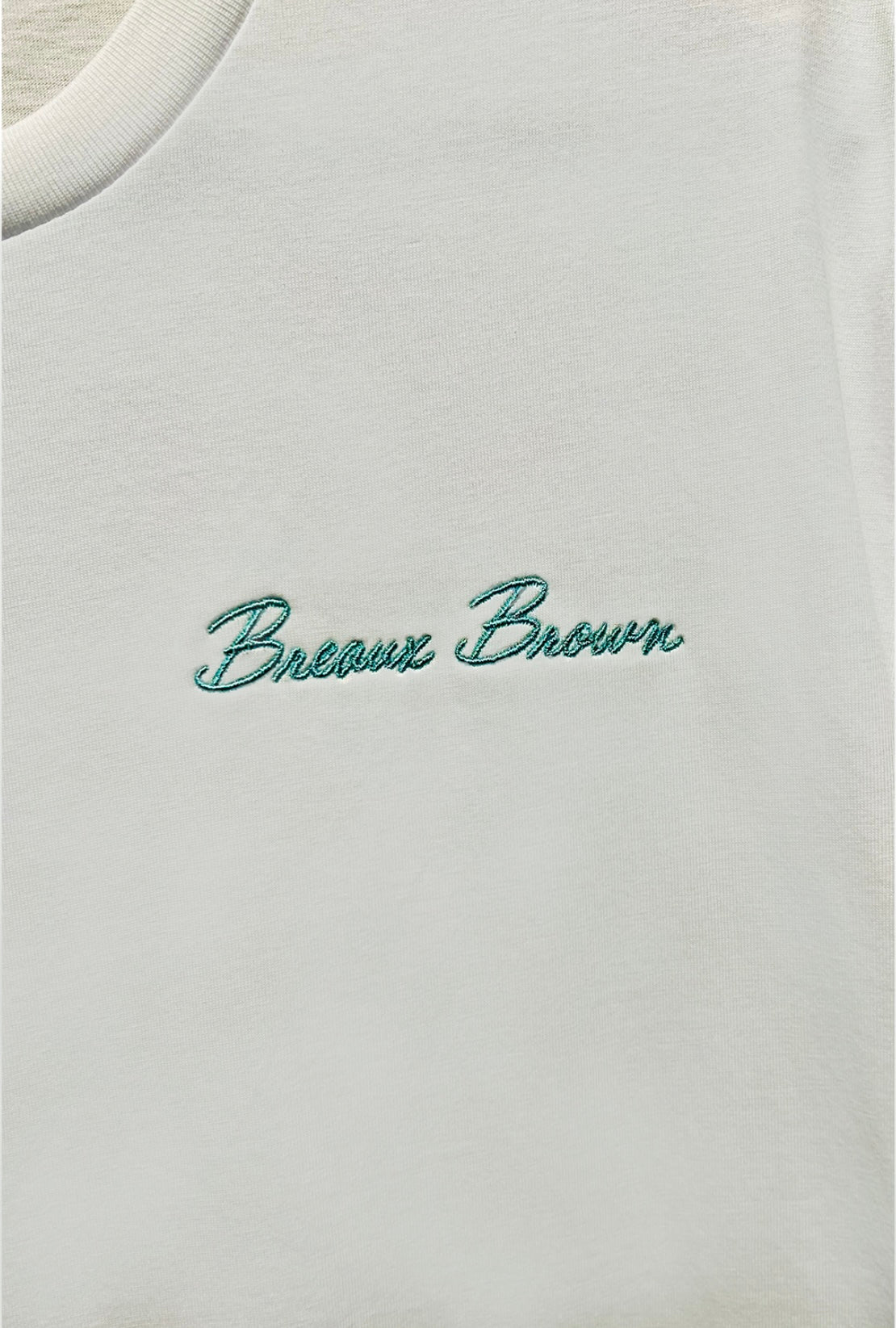 Breaux Brown Embroidered Tee - Mint Green