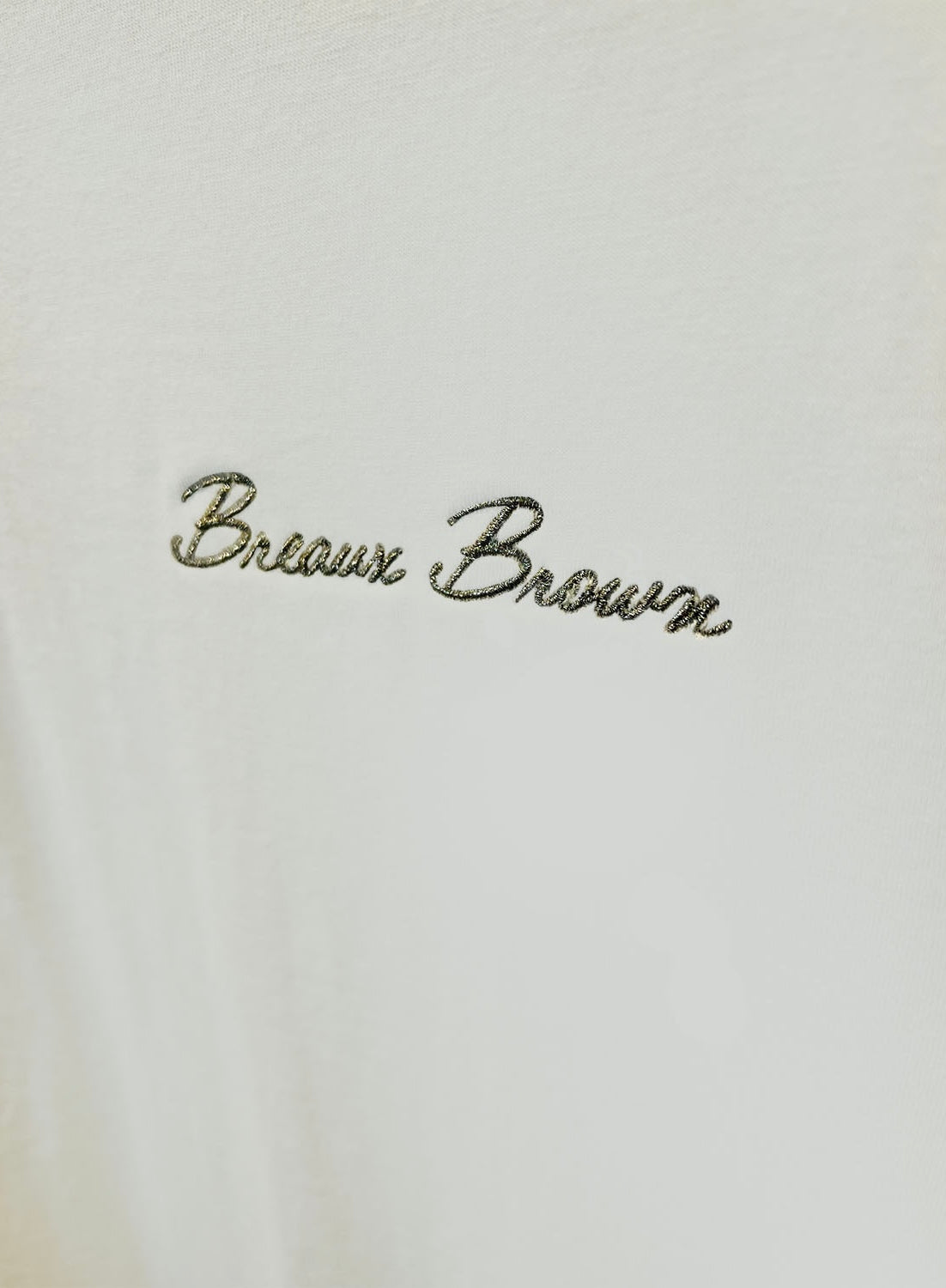 Breaux Brown Embroidered Tee — Silver